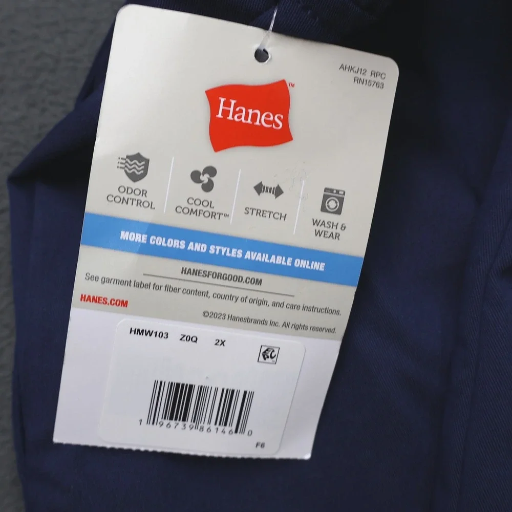 Hanes Scrub Pants Mens 2X Blue New Comfort Fit Straight Leg Cargo Drawstring